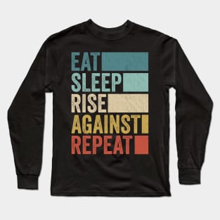 Funny Eat Sleep Rise Name Repeat Retro Vintage Long Sleeve T-Shirt